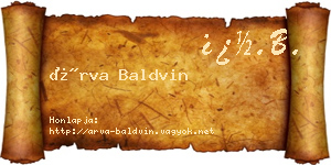 Árva Baldvin névjegykártya